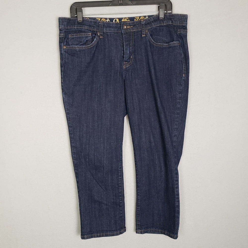 St. John's Bay 14 Petite Capri Jeans Dark Wash Denim High‎ Waist Casual Everyday